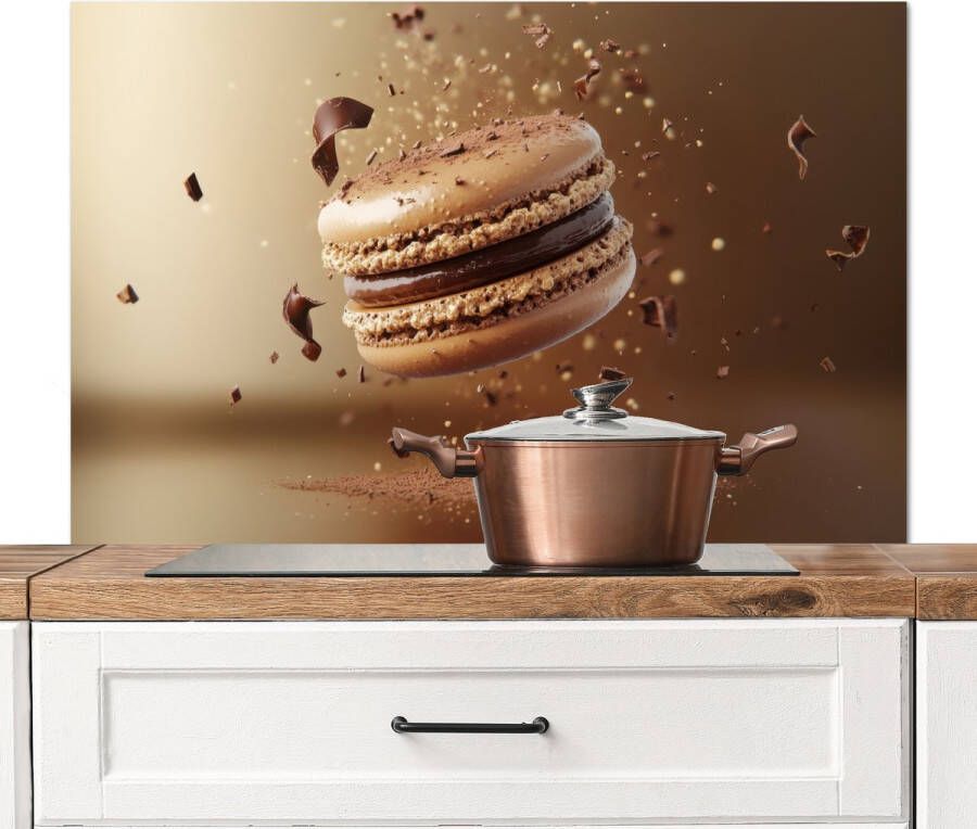 KitchenYeah Spatscherm keuken 100x65 cm Kookplaat achterwand Chocolade Macarons Eten Snoep Muurbeschermer Spatwand fornuis Hoogwaardig aluminium