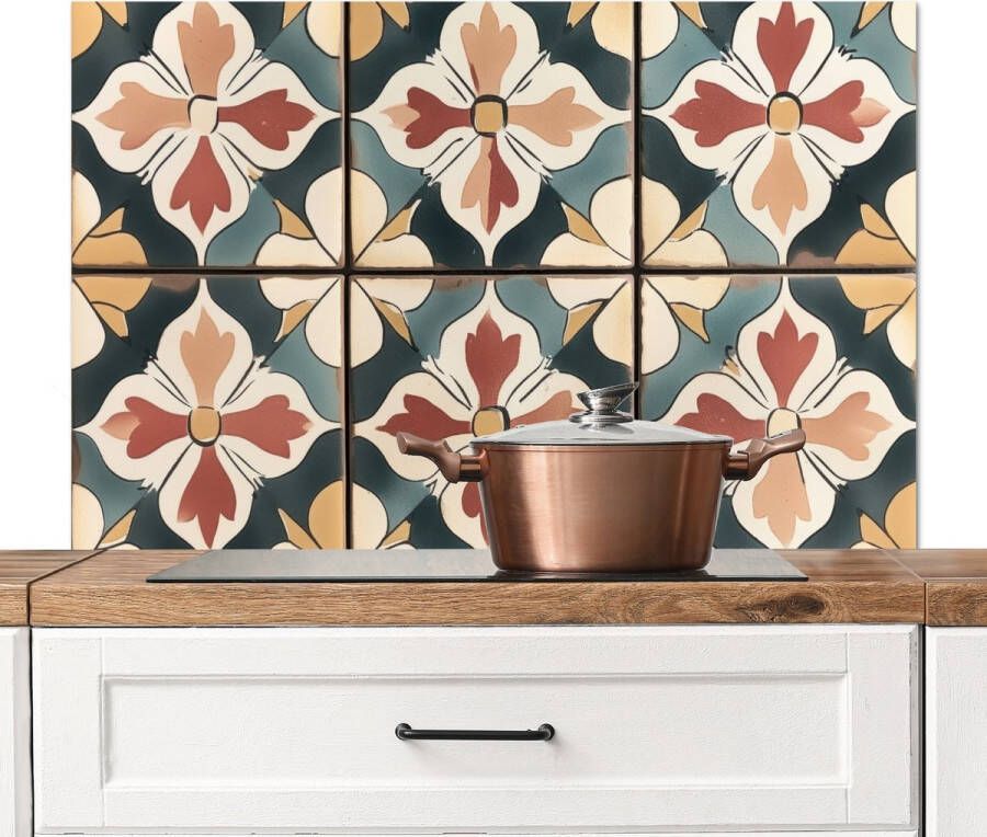 KitchenYeah Spatscherm keuken 100x65 cm Kookplaat achterwand Decoratie Tegels Spaans Vintage Muurbeschermer Spatwand fornuis Hoogwaardig aluminium