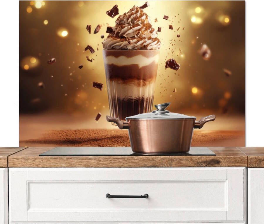 KitchenYeah Spatscherm keuken 100x65 cm Kookplaat achterwand Dessert Chocolade Zoet Eten Muurbeschermer Spatwand fornuis Hoogwaardig aluminium