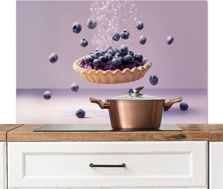 KitchenYeah Spatscherm keuken 100x65 cm Kookplaat achterwand Eten Taart Bessen Blauw Muurbeschermer Spatwand fornuis Hoogwaardig aluminium