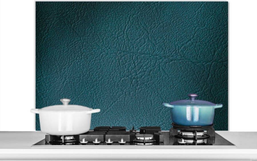 KitchenYeah Spatscherm keuken 100x65 cm Kookplaat achterwand Leer Lederlook Groen Blauw Muurbeschermer Spatwand fornuis Hoogwaardig aluminium