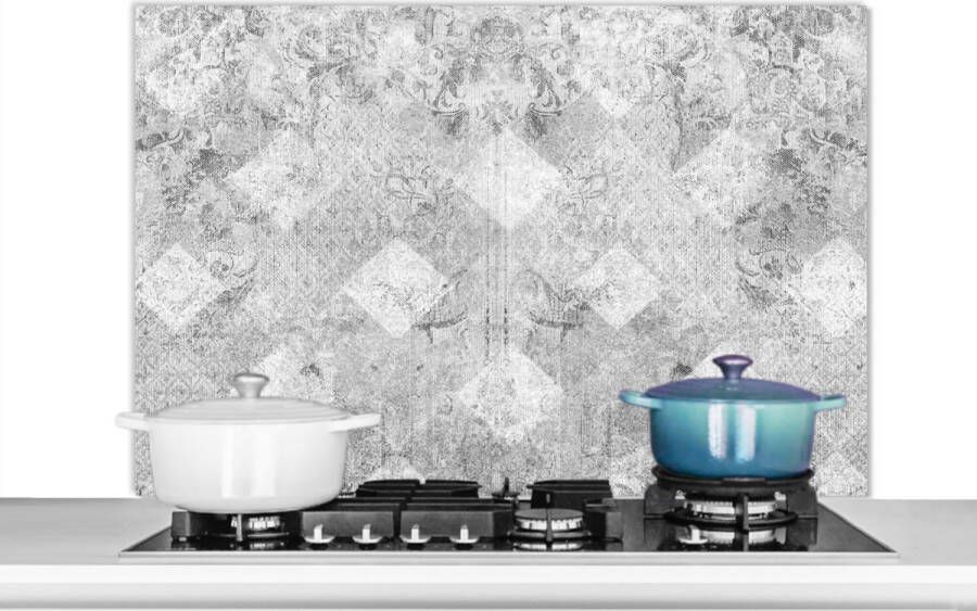 KitchenYeah Spatscherm keuken 100x65 cm Kookplaat achterwand Marmer Grijs Structuren Marmerlook Vintage Muurbeschermer Spatwand fornuis Hoogwaardig aluminium