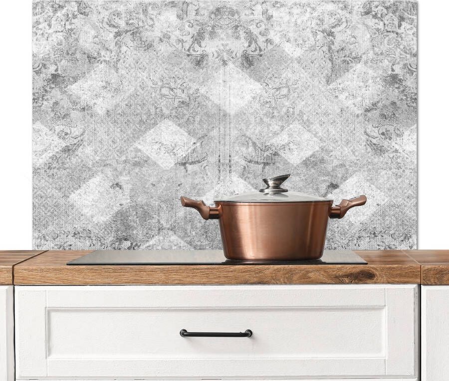 KitchenYeah Spatscherm keuken 100x65 cm Kookplaat achterwand Marmer Grijs Structuren Marmerlook Vintage Muurbeschermer Spatwand fornuis Hoogwaardig aluminium