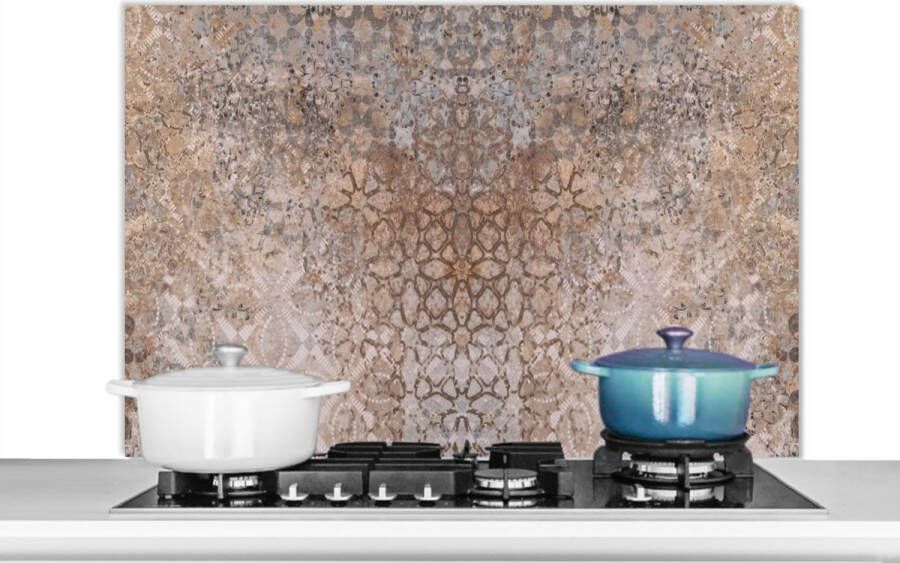 KitchenYeah Spatscherm keuken 100x65 cm Kookplaat achterwand Marmer Roest print Vintage Bruin Marmerlook Muurbeschermer Spatwand fornuis Hoogwaardig aluminium