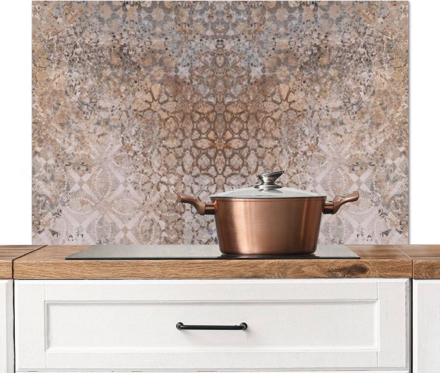 KitchenYeah Spatscherm keuken 100x65 cm Kookplaat achterwand Marmer Roest print Vintage Bruin Marmerlook Muurbeschermer Spatwand fornuis Hoogwaardig aluminium