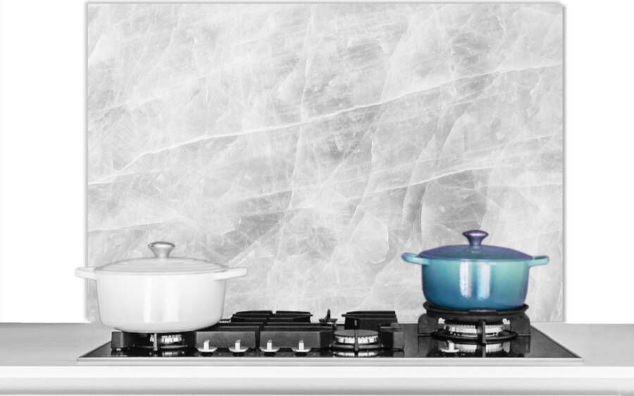 KitchenYeah Spatscherm keuken 100x65 cm Kookplaat achterwand Marmer Steen Wit Luxe Marmerlook Muurbeschermer Spatwand fornuis Hoogwaardig aluminium