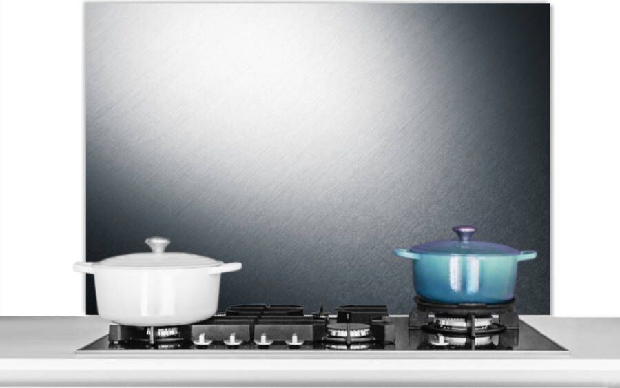KitchenYeah Spatscherm keuken 100x65 cm Kookplaat achterwand Metaal print Grijs Zwart Wit Muurbeschermer Spatwand fornuis Hoogwaardig aluminium