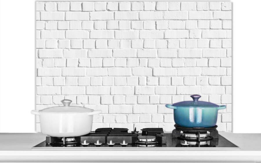 KitchenYeah Spatscherm keuken 100x65 cm Kookplaat achterwand Stenen Patronen Wit Abstract Muurbeschermer Spatwand fornuis Hoogwaardig aluminium