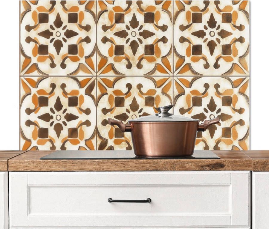 KitchenYeah Spatscherm keuken 100x65 cm Kookplaat achterwand Vintage Spaans Decoratie Keramiek Muurbeschermer Spatwand fornuis Hoogwaardig aluminium