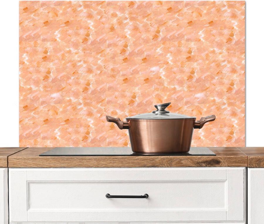 KitchenYeah Spatscherm keuken 100x65 cm Kookplaat achterwand Vloeiend Olie Verf Texturen Oranje Muurbeschermer Spatwand fornuis Hoogwaardig aluminium