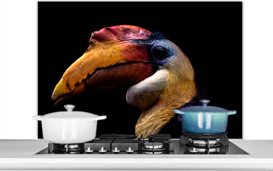 KitchenYeah Spatscherm keuken 100x65 cm Kookplaat achterwand Vogel Snavel Zwart Muurbeschermer Spatwand fornuis Hoogwaardig aluminium