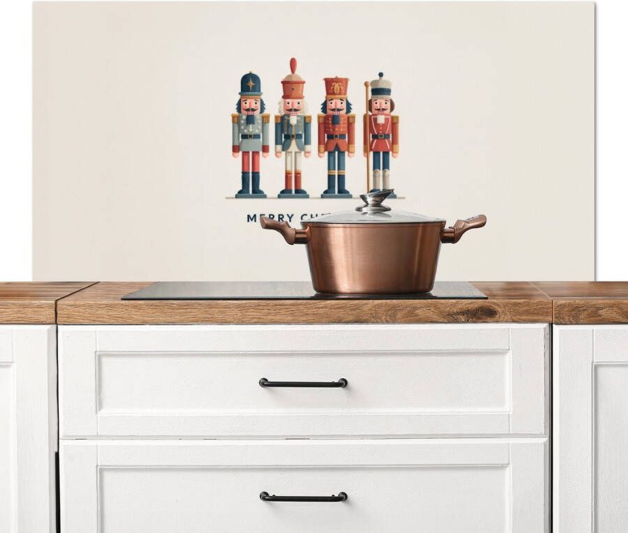 KitchenYeah Spatscherm keuken 120x60 cm Kookplaat achterwand Notenkrakers Minimalistisch Kerst Beige Muurbeschermer Spatwand fornuis Hoogwaardig aluminium