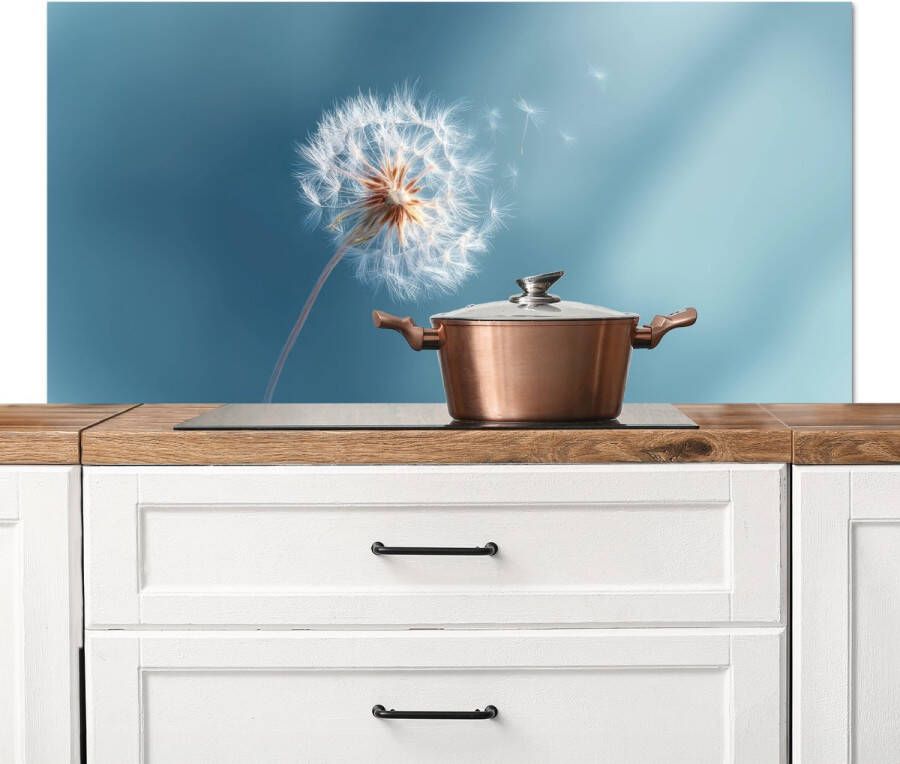 KitchenYeah Spatscherm keuken 120x60 cm Kookplaat achterwand Paardenbloem Wind Blauw Muurbeschermer Spatwand fornuis Hoogwaardig aluminium