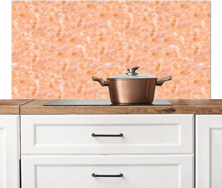 KitchenYeah Spatscherm keuken 120x60 cm Kookplaat achterwand Vloeiend Olie Verf Texturen Oranje Muurbeschermer Spatwand fornuis Hoogwaardig aluminium