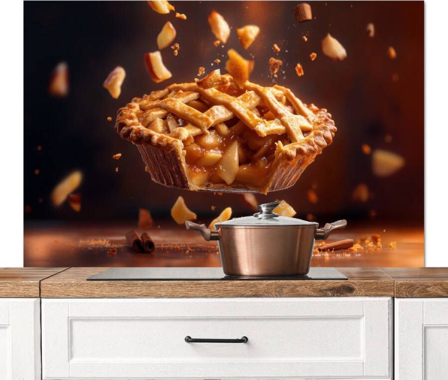 KitchenYeah Spatscherm keuken 120x80 cm Kookplaat achterwand Appel Taart Warm Eten Muurbeschermer Spatwand fornuis Hoogwaardig aluminium