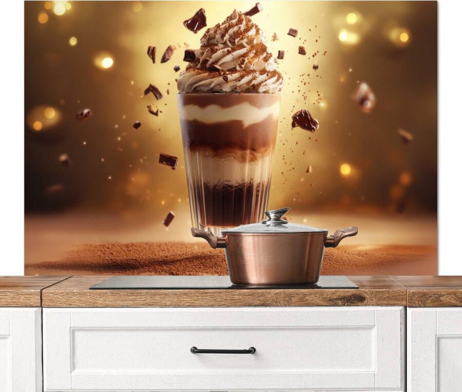 KitchenYeah Spatscherm keuken 120x80 cm Kookplaat achterwand Dessert Chocolade Zoet Eten Muurbeschermer Spatwand fornuis Hoogwaardig aluminium