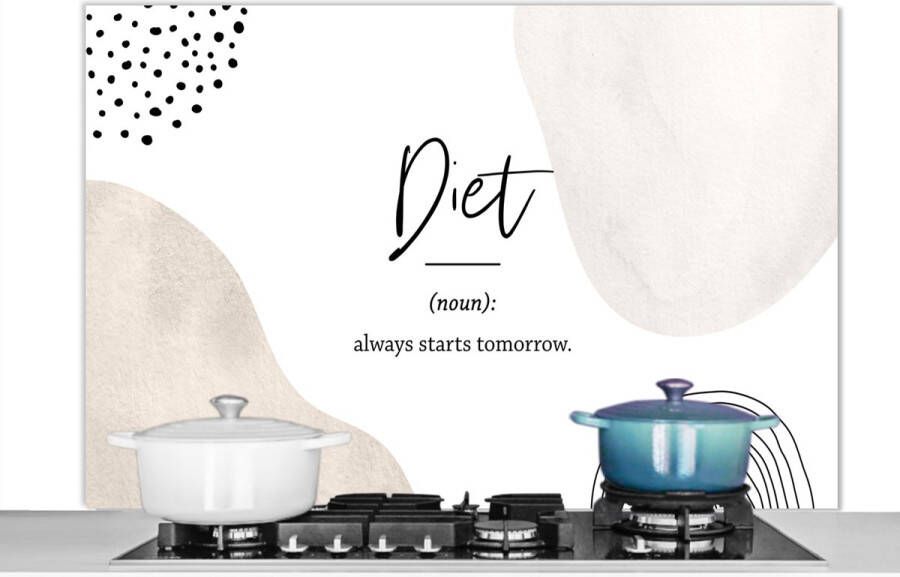 KitchenYeah Spatscherm keuken 120x80 cm Kookplaat achterwand Diet Spreuken Woordenboek Quotes Dieet definitie Muurbeschermer Spatwand fornuis Hoogwaardig aluminium
