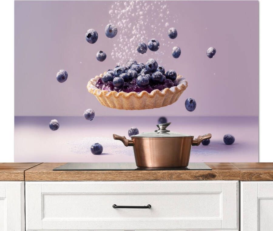 KitchenYeah Spatscherm keuken 120x80 cm Kookplaat achterwand Eten Taart Bessen Blauw Muurbeschermer Spatwand fornuis Hoogwaardig aluminium