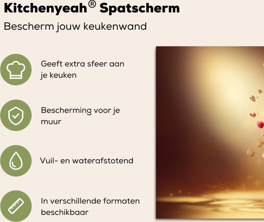 KitchenYeah Spatscherm keuken 120x80 cm Kookplaat achterwand Framboos Smoothie Drinken Roze Muurbeschermer Spatwand fornuis Hoogwaardig aluminium