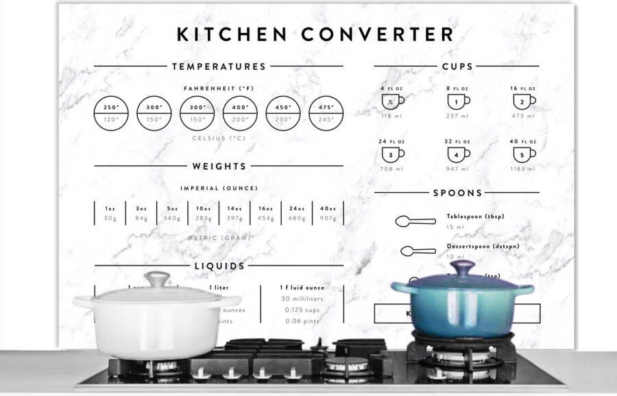 KitchenYeah Spatscherm keuken 120x80 cm Kookplaat achterwand Keuken Handleiding Marmer print Muurbeschermer Spatwand fornuis Hoogwaardig aluminium