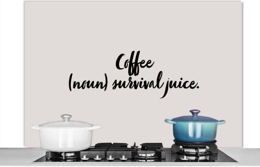 KitchenYeah Spatscherm keuken 120x80 cm Kookplaat achterwand Koffie definitie Coffee (noun) survival juice Woordenboek Quotes Spreuken Muurbeschermer Spatwand fornuis Hoogwaardig aluminium