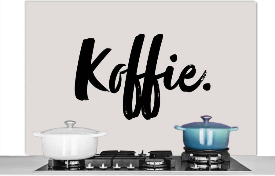 KitchenYeah Spatscherm keuken 120x80 cm Kookplaat achterwand Koffie Taupe Quote Muurbeschermer Spatwand fornuis Hoogwaardig aluminium