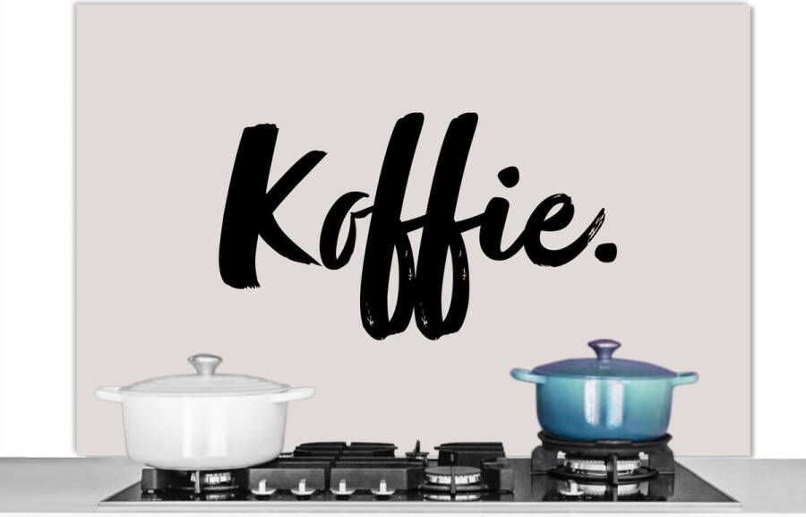 KitchenYeah Spatscherm keuken 120x80 cm Kookplaat achterwand Koffie Taupe Quote Muurbeschermer Spatwand fornuis Hoogwaardig aluminium