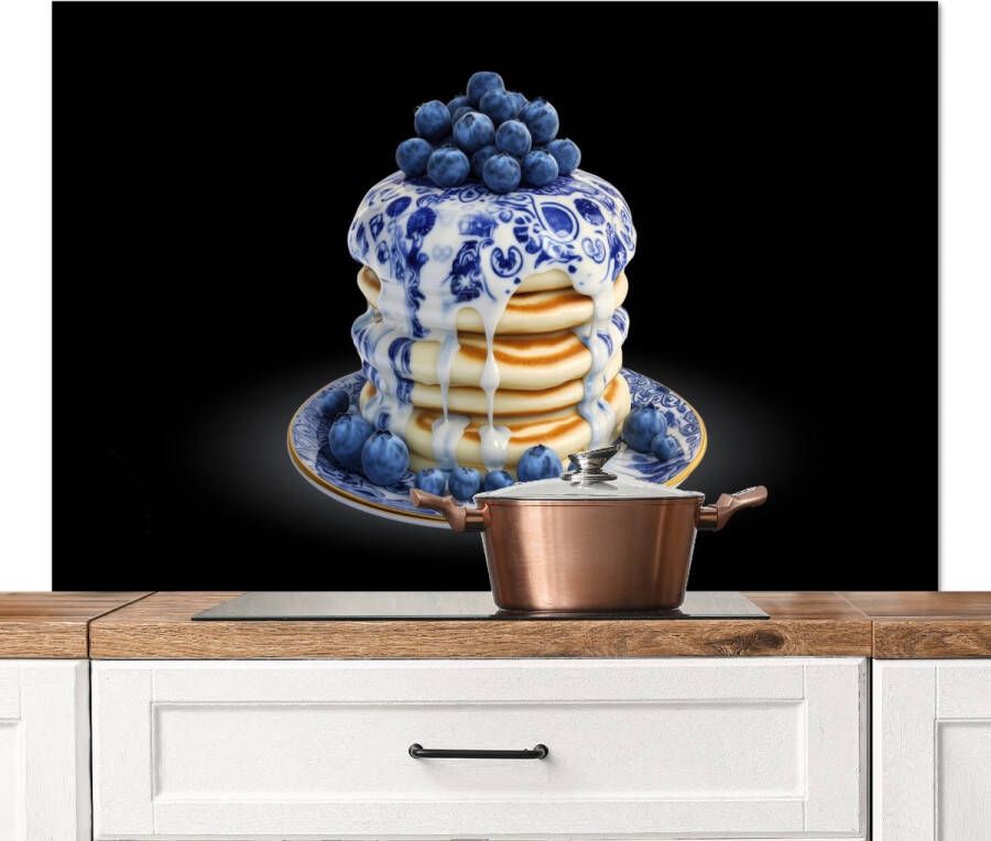KitchenYeah Spatscherm keuken 120x80 cm Kookplaat achterwand Pannenkoeken Blauwe Bessen Bord Muurbeschermer Spatwand fornuis Hoogwaardig aluminium