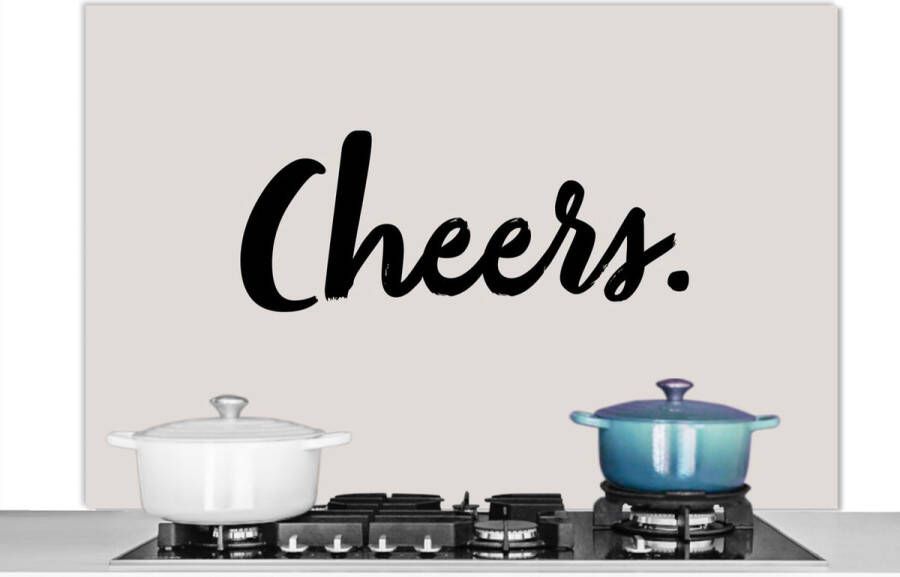 KitchenYeah Spatscherm keuken 120x80 cm Kookplaat achterwand Quotes Drinken Cheers Spreuken Muurbeschermer Spatwand fornuis Hoogwaardig aluminium