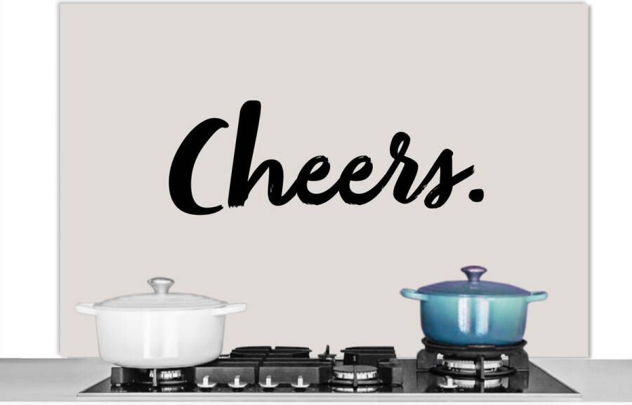 KitchenYeah Spatscherm keuken 120x80 cm Kookplaat achterwand Quotes Drinken Cheers Spreuken Muurbeschermer Spatwand fornuis Hoogwaardig aluminium