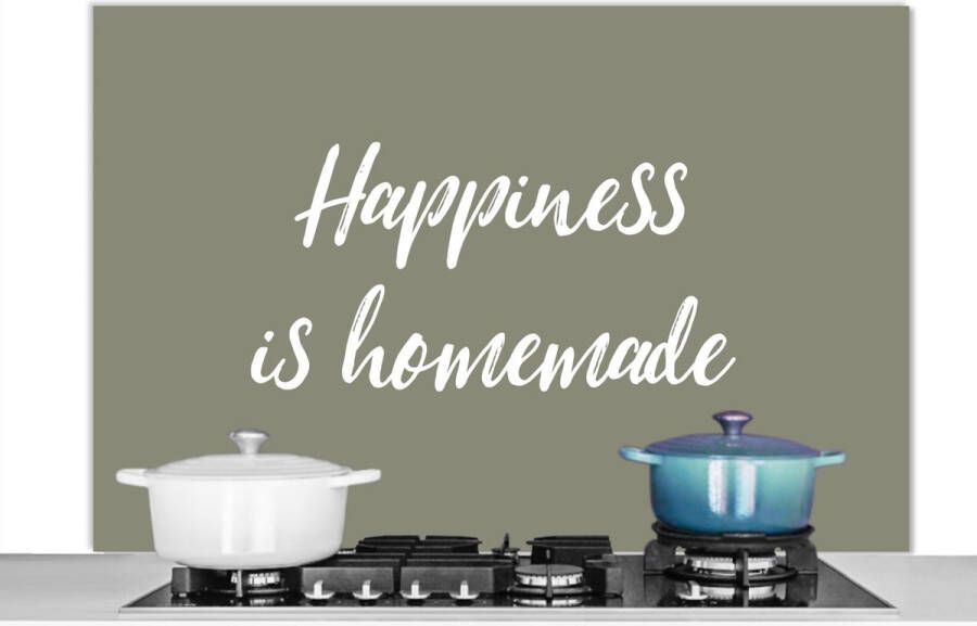 KitchenYeah Spatscherm keuken 120x80 cm Kookplaat achterwand Quotes Happiness is homemade Spreuken Geluk Muurbeschermer Spatwand fornuis Hoogwaardig aluminium