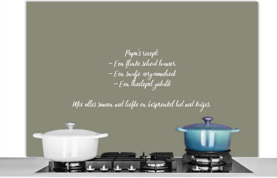 KitchenYeah Spatscherm keuken 120x80 cm Kookplaat achterwand Quotes Papa's recept Spreuken Pa Koken Muurbeschermer Spatwand fornuis Hoogwaardig aluminium