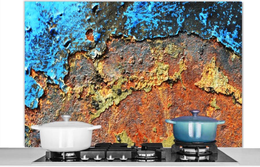 KitchenYeah Spatscherm keuken 120x80 cm Kookplaat achterwand Roest Metaal IJzer Industrieel Muurbeschermer Spatwand fornuis Hoogwaardig aluminium