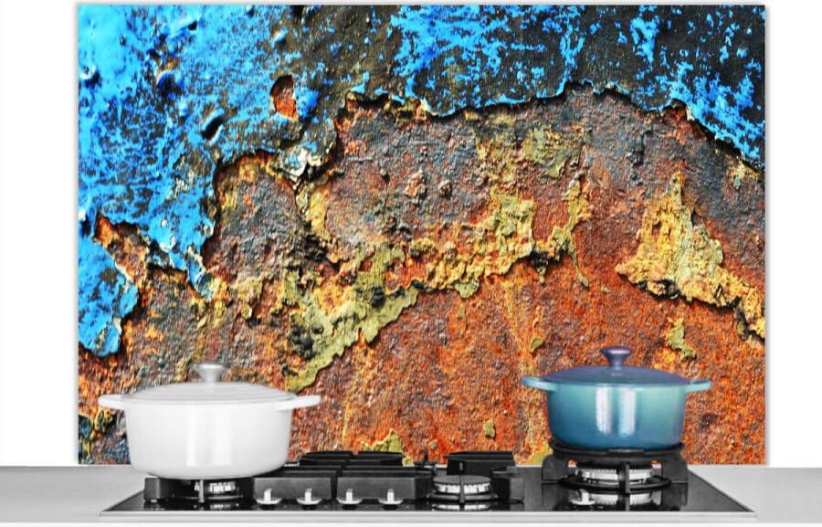 KitchenYeah Spatscherm keuken 120x80 cm Kookplaat achterwand Roest Metaal IJzer Industrieel Muurbeschermer Spatwand fornuis Hoogwaardig aluminium