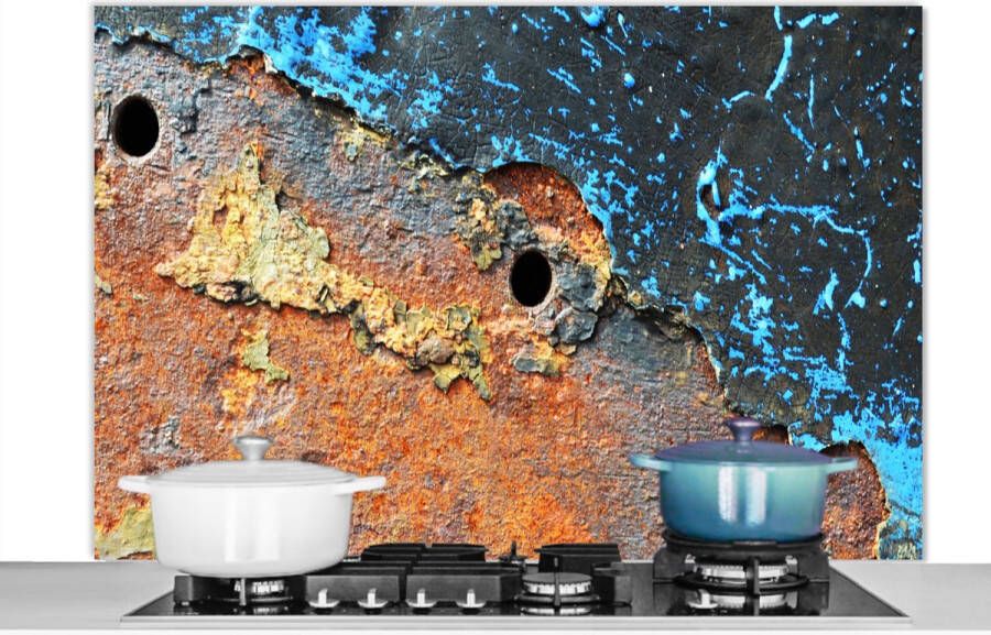 KitchenYeah Spatscherm keuken 120x80 cm Kookplaat achterwand Roest Retro Metaal Muurbeschermer Spatwand fornuis Hoogwaardig aluminium