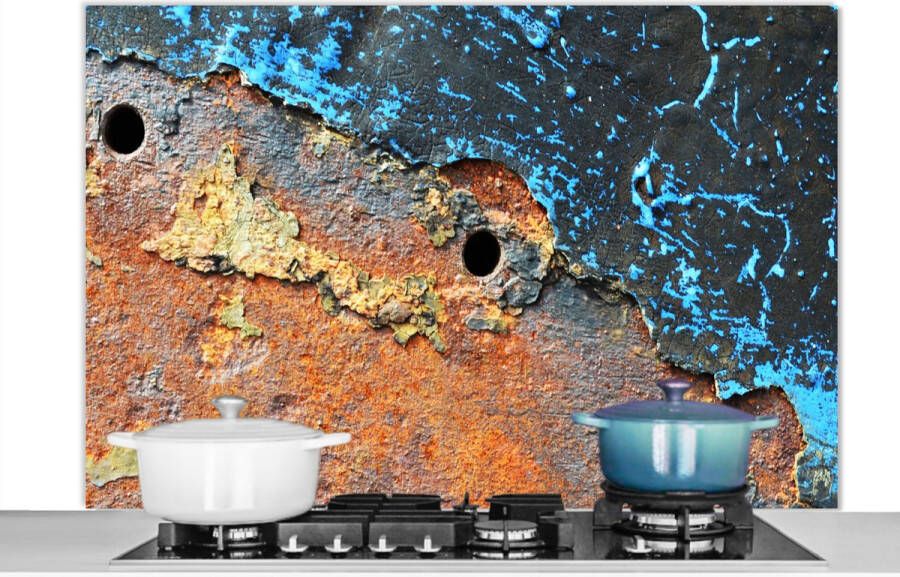 KitchenYeah Spatscherm keuken 120x80 cm Kookplaat achterwand Roest Retro Metaal Muurbeschermer Spatwand fornuis Hoogwaardig aluminium