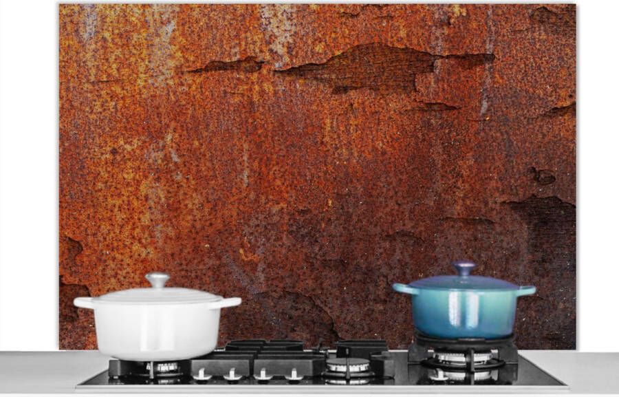 KitchenYeah Spatscherm keuken 120x80 cm Kookplaat achterwand Roest Vintage Staal Muurbeschermer Spatwand fornuis Hoogwaardig aluminium