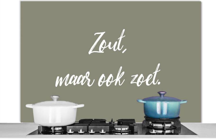 KitchenYeah Spatscherm keuken 120x80 cm Kookplaat achterwand Spreuken Zout maar ook zoet Quotes Kruiden Muurbeschermer Spatwand fornuis Hoogwaardig aluminium