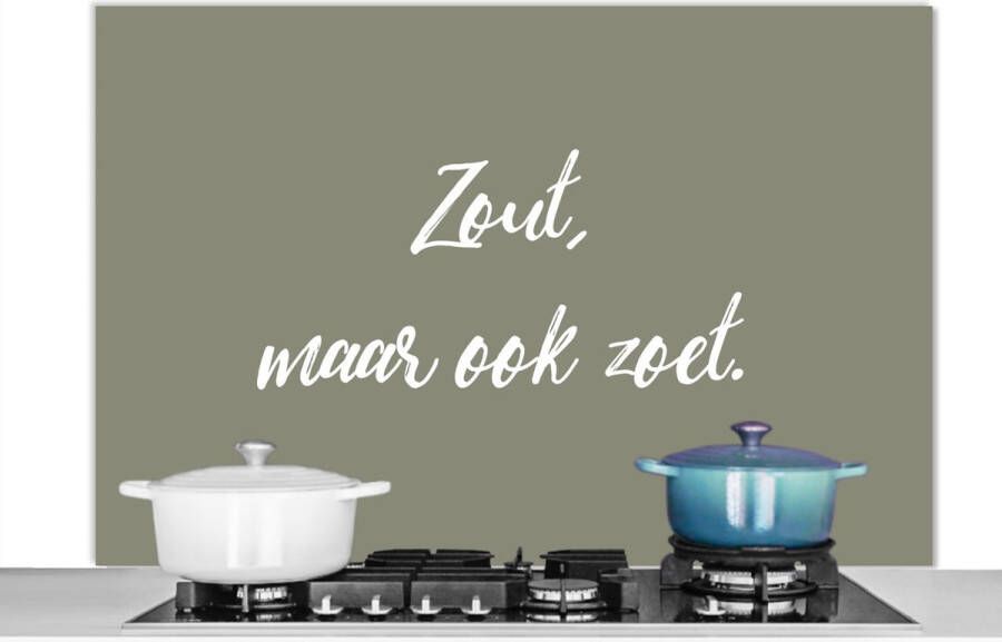 KitchenYeah Spatscherm keuken 120x80 cm Kookplaat achterwand Spreuken Zout maar ook zoet Quotes Kruiden Muurbeschermer Spatwand fornuis Hoogwaardig aluminium