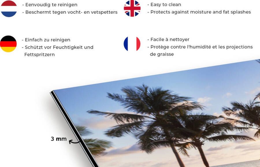 KitchenYeah Spatscherm keuken 120x80 cm Kookplaat achterwand Strand Zee Palmboom Muurbeschermer Spatwand fornuis Hoogwaardig aluminium