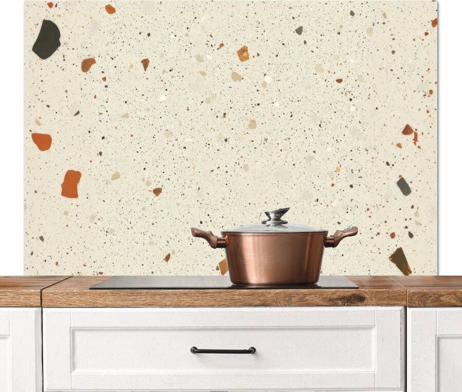 KitchenYeah Spatscherm keuken 120x80 cm Kookplaat achterwand Terrazzo Decoratie Tegels Patronen Muurbeschermer Spatwand fornuis Hoogwaardig aluminium