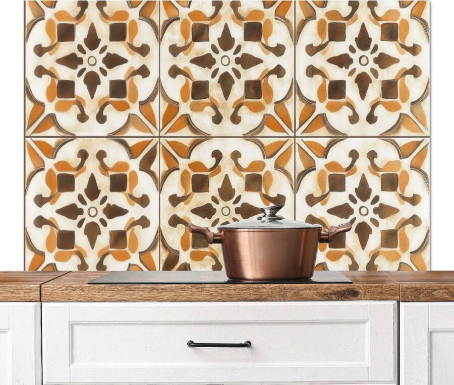 KitchenYeah Spatscherm keuken 120x80 cm Kookplaat achterwand Vintage Spaans Decoratie Keramiek Muurbeschermer Spatwand fornuis Hoogwaardig aluminium