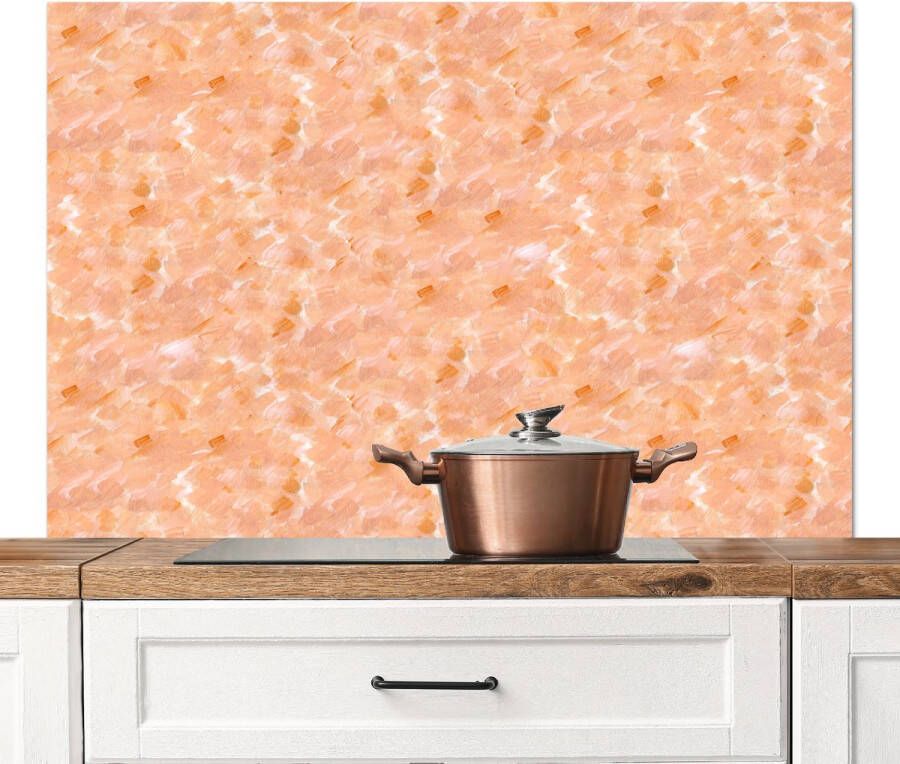 KitchenYeah Spatscherm keuken 120x80 cm Kookplaat achterwand Vloeiend Olie Verf Texturen Oranje Muurbeschermer Spatwand fornuis Hoogwaardig aluminium