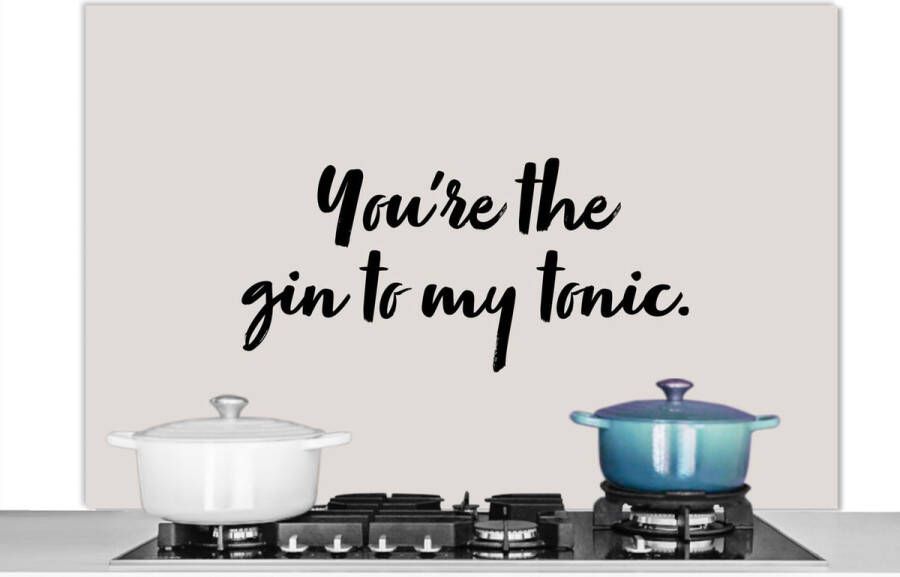 KitchenYeah Spatscherm keuken 120x80 cm Kookplaat achterwand You're the gin to my tonic Gin Quotes Koken Spreuken Muurbeschermer Spatwand fornuis Hoogwaardig aluminium