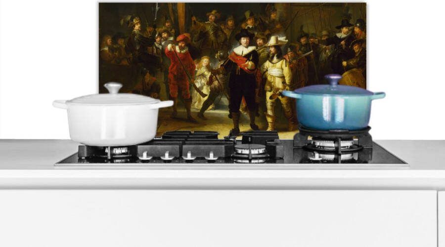 Spatscherm keuken 60x30 cm Kookplaat achterwand De Nachtwacht Rembrandt van Rijn Muurbeschermer Spatwand fornuis Hoogwaardig aluminium