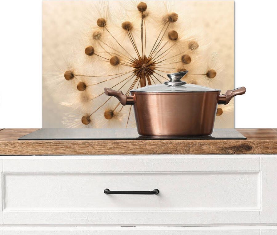 KitchenYeah Spatscherm keuken 60x40 cm Kookplaat achterwand Bloemen Bruin Planten Botanisch Muurbeschermer Spatwand fornuis Hoogwaardig aluminium