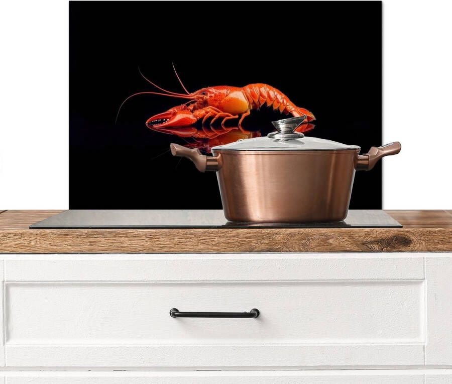 KitchenYeah Spatscherm keuken 60x40 cm Kookplaat achterwand Kreeft Oranje Zwart Opvallend Muurbeschermer Spatwand fornuis Hoogwaardig aluminium