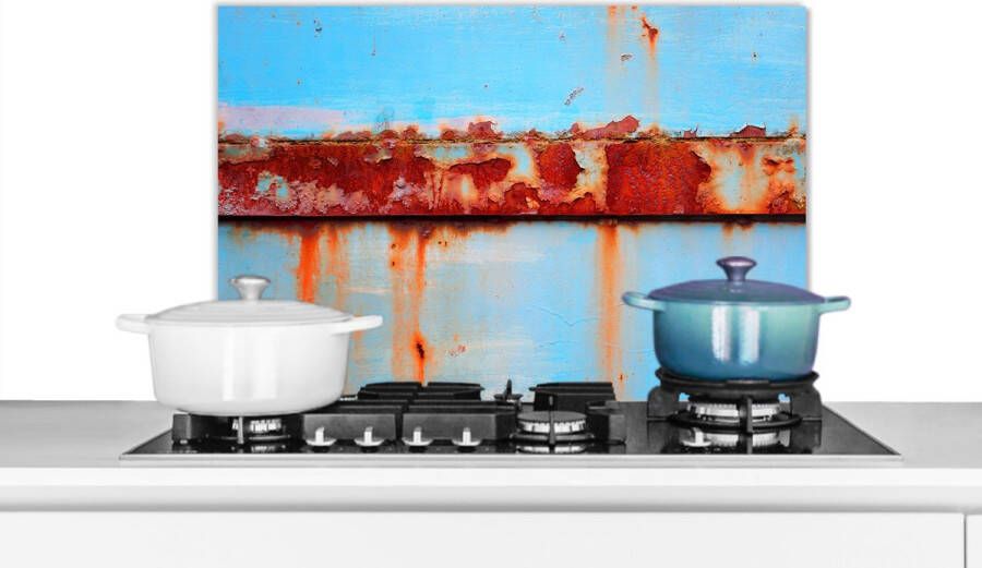 KitchenYeah Spatscherm keuken 60x40 cm Kookplaat achterwand Metalen Roest print Vintage Staal Muurbeschermer Spatwand fornuis Hoogwaardig aluminium