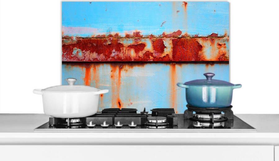 KitchenYeah Spatscherm keuken 60x40 cm Kookplaat achterwand Metalen Roest print Vintage Staal Muurbeschermer Spatwand fornuis Hoogwaardig aluminium