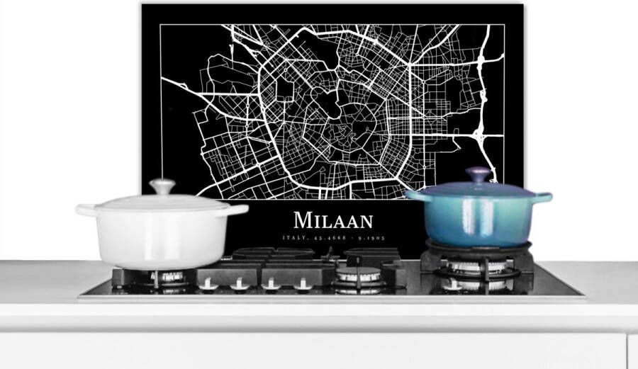 KitchenYeah Spatscherm keuken 60x40 cm Kookplaat achterwand Milaan Plattegrond Kaart Stadskaart Muurbeschermer Spatwand fornuis Hoogwaardig aluminium